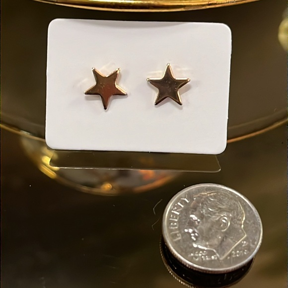 Mini Gold Star Stud Post Earrings - Picture 2 of 4
